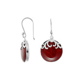 AE-7033-CR Sterling Silver Designer Earring With Round Coral Jewelry Bali Designs Inc